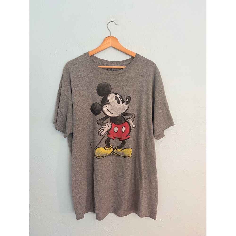 Disney Mickey Mouse T-Shirt XL Gray Graphic Sketch Tee Casual Retro